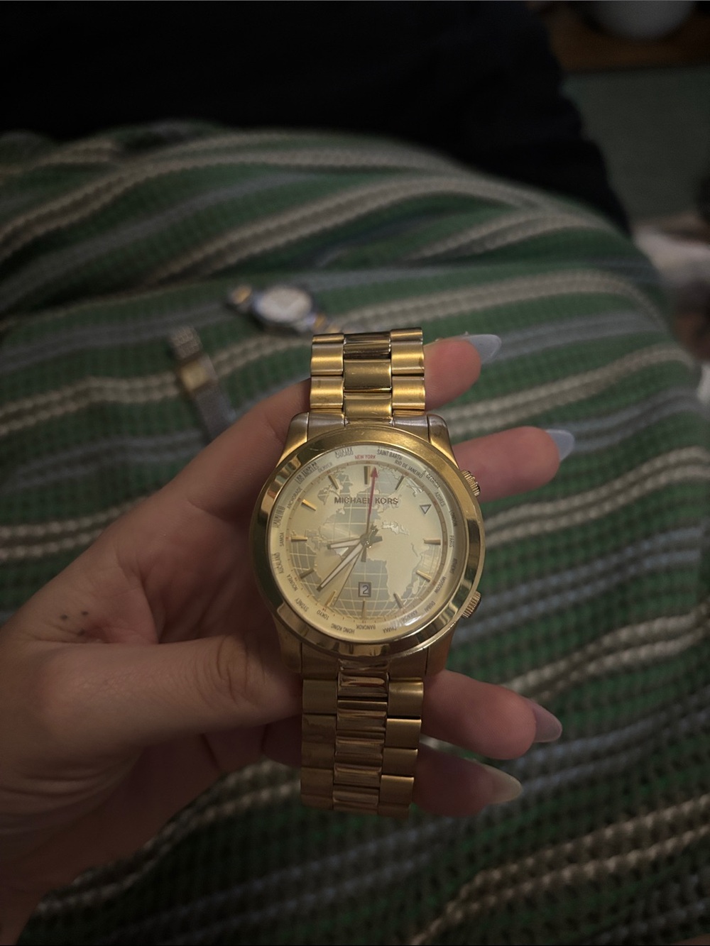 Michael Kors Gold World-Map Dial Men's Bracelet Watch